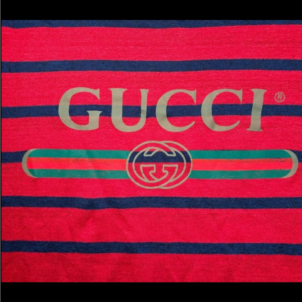 Gucci Red and Navy Striped Tee - Picture 3 of 5